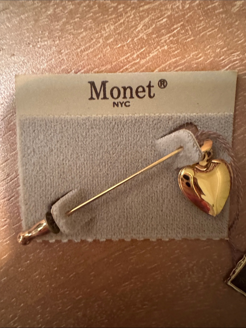 Gold Tone Monet Vintage Locket Stick Pin
